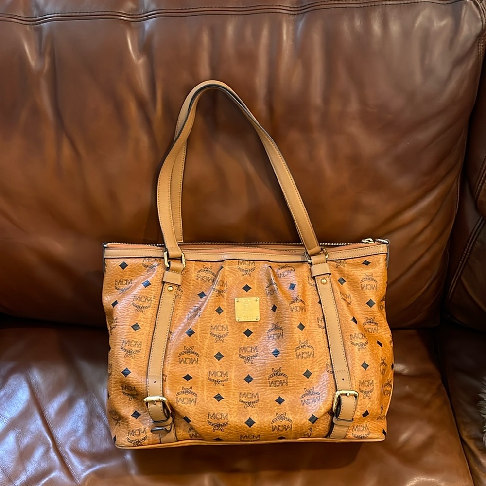 MCM Visetos Cognac tote/satchel two-way bag